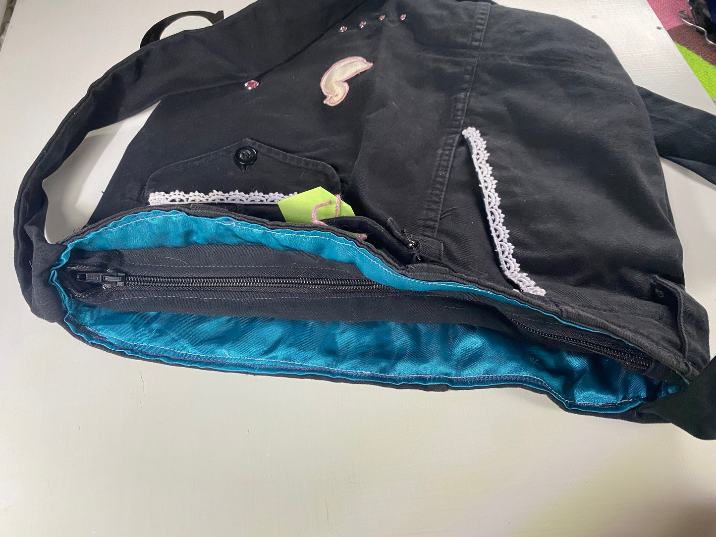 Black denim duck Handbag
