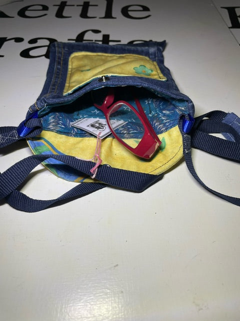 Denim bag with Yellow pocket detail